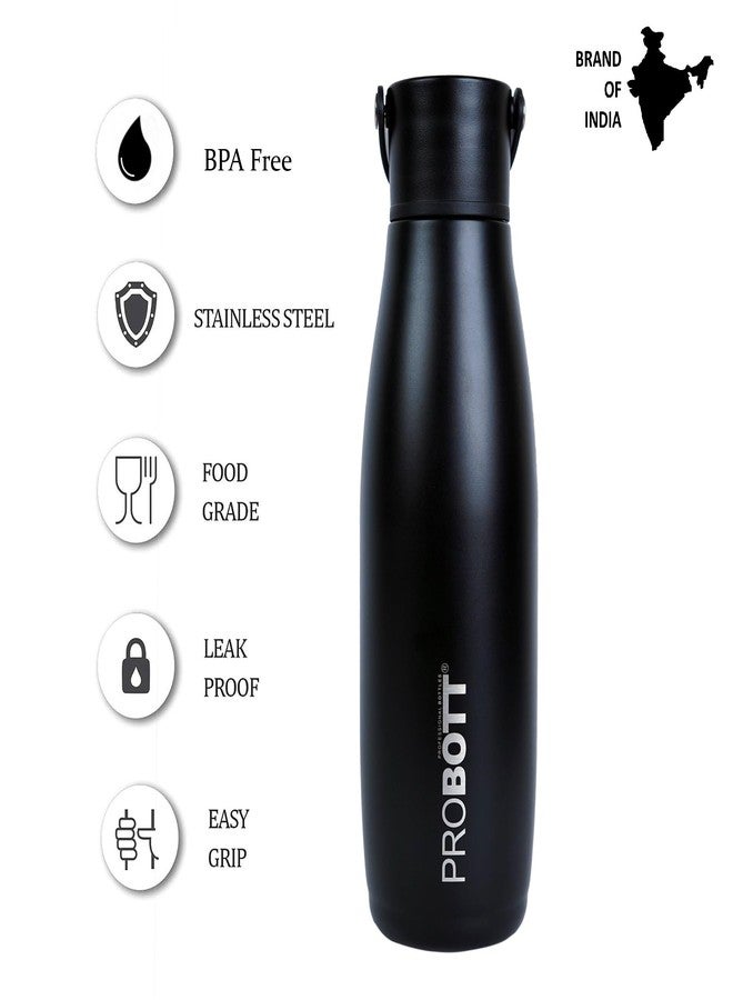 Probott Trendy Flask 700ml Thermosteel Hot & Cold Thermos Vacuum Flask Water Bottle for Girls, Black | Flex Cap | Leakproof | Gym | Sports | Office | College | School | Travel | Water, Tea, Coffee - Image 3